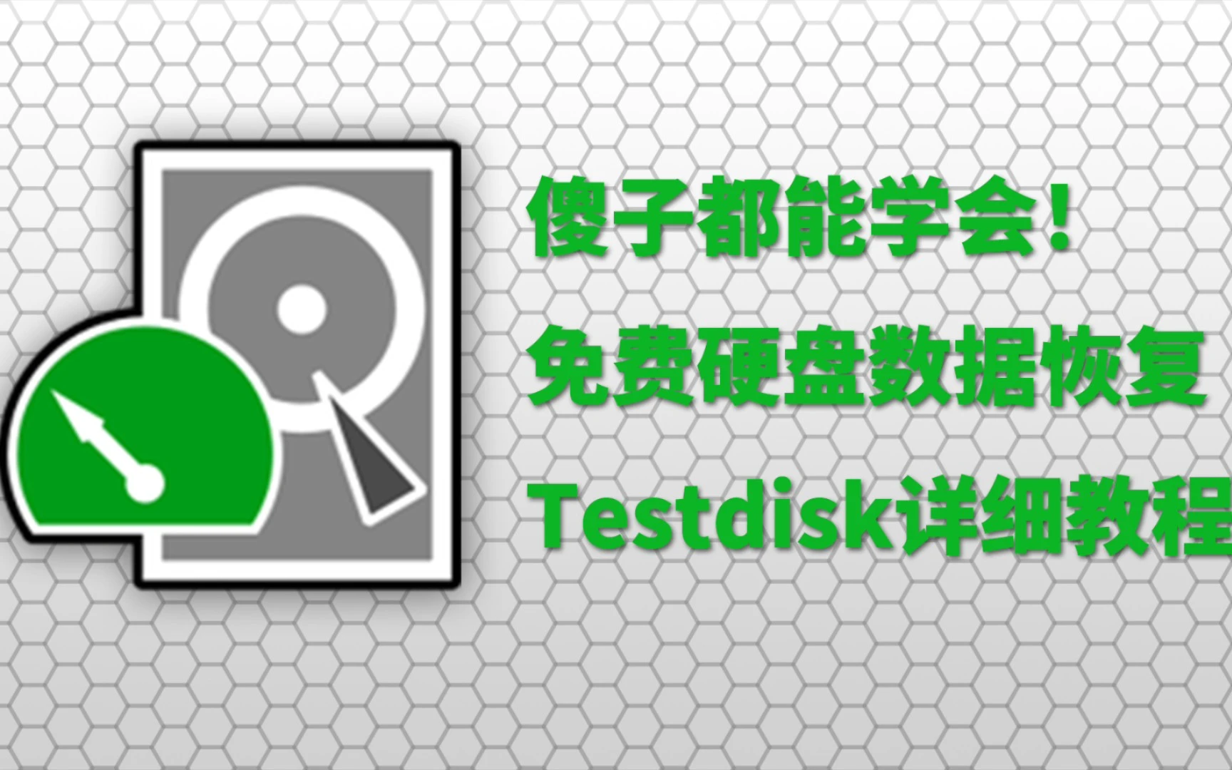 免费硬盘数据恢复!数据丢了别慌,这是硬盘数据恢复软件Testdisk的教程 评测视频封面