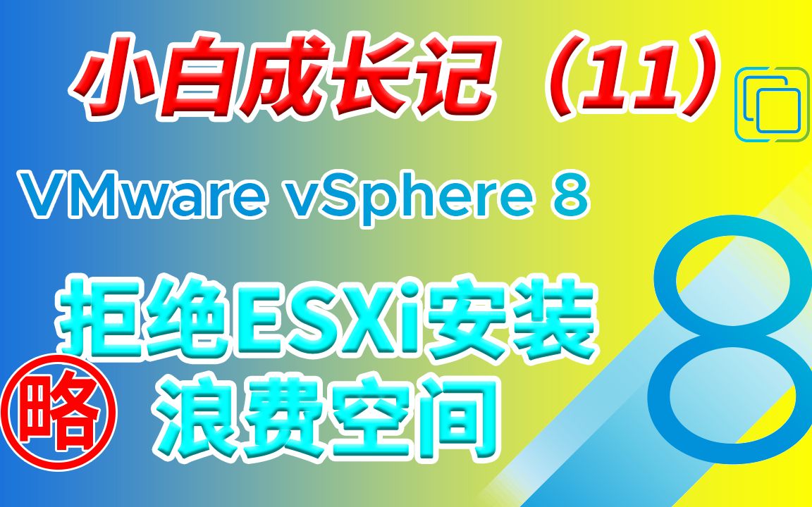 【小白成长记11】ESXi 8.0安装小技巧分享！拒绝ESXi安装浪费大量空间 修改VMFSL分区为4G 评测视频封面