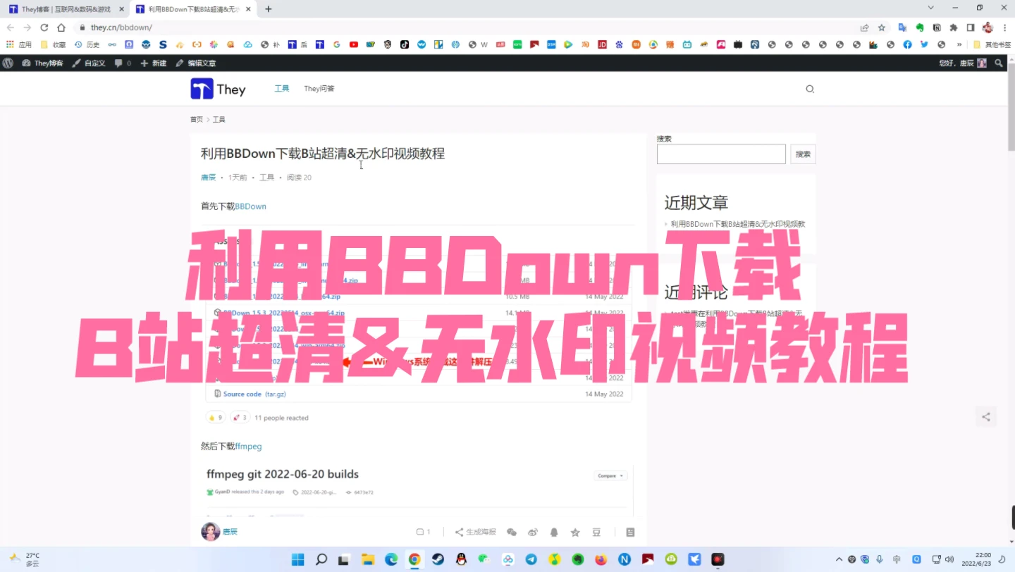 利用BBDown下载B站超清&无水印视频教程 评测视频封面