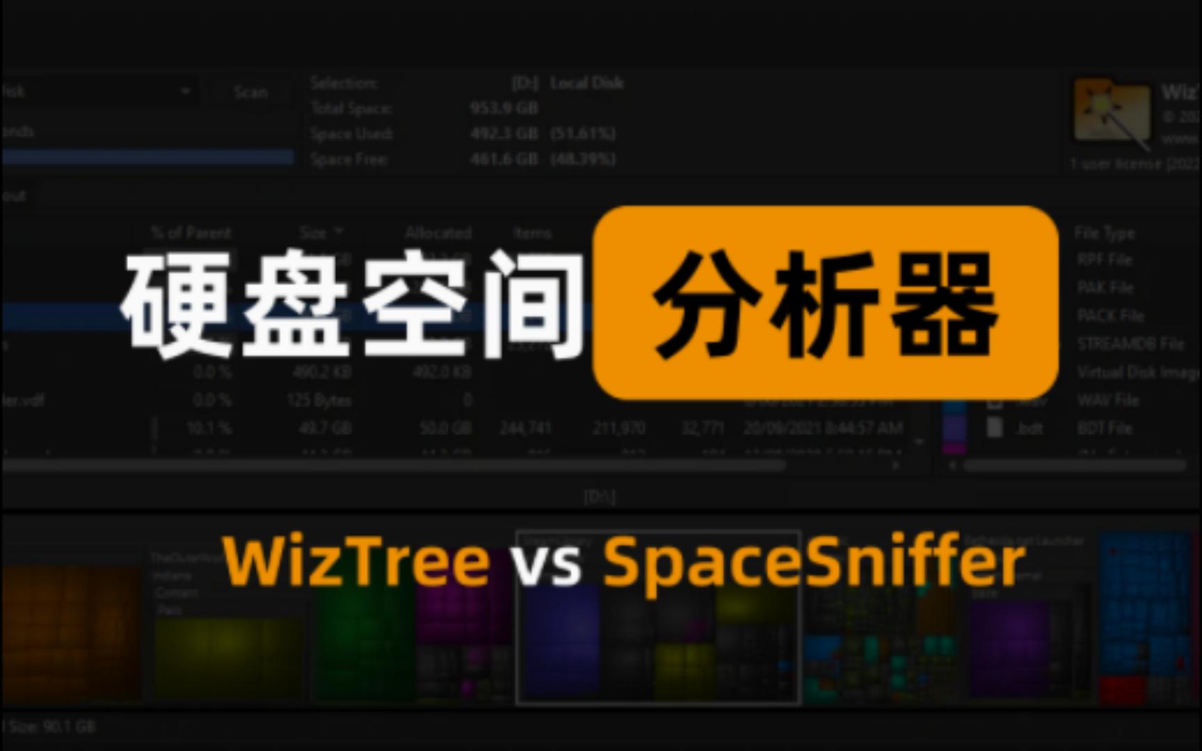 硬盘空间分析器,轻松找出磁盘中的大文件,WizTree vs SpaceSniffer速度pk 评测视频封面