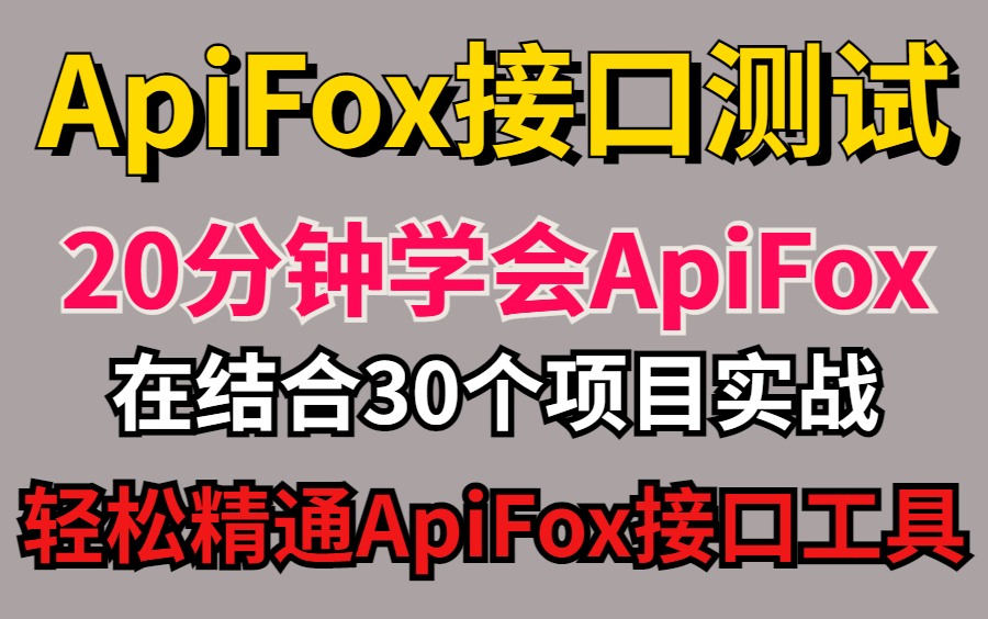 20分钟学ApiFox接口测试工具,结合30个项目实战讲解! 评测视频封面