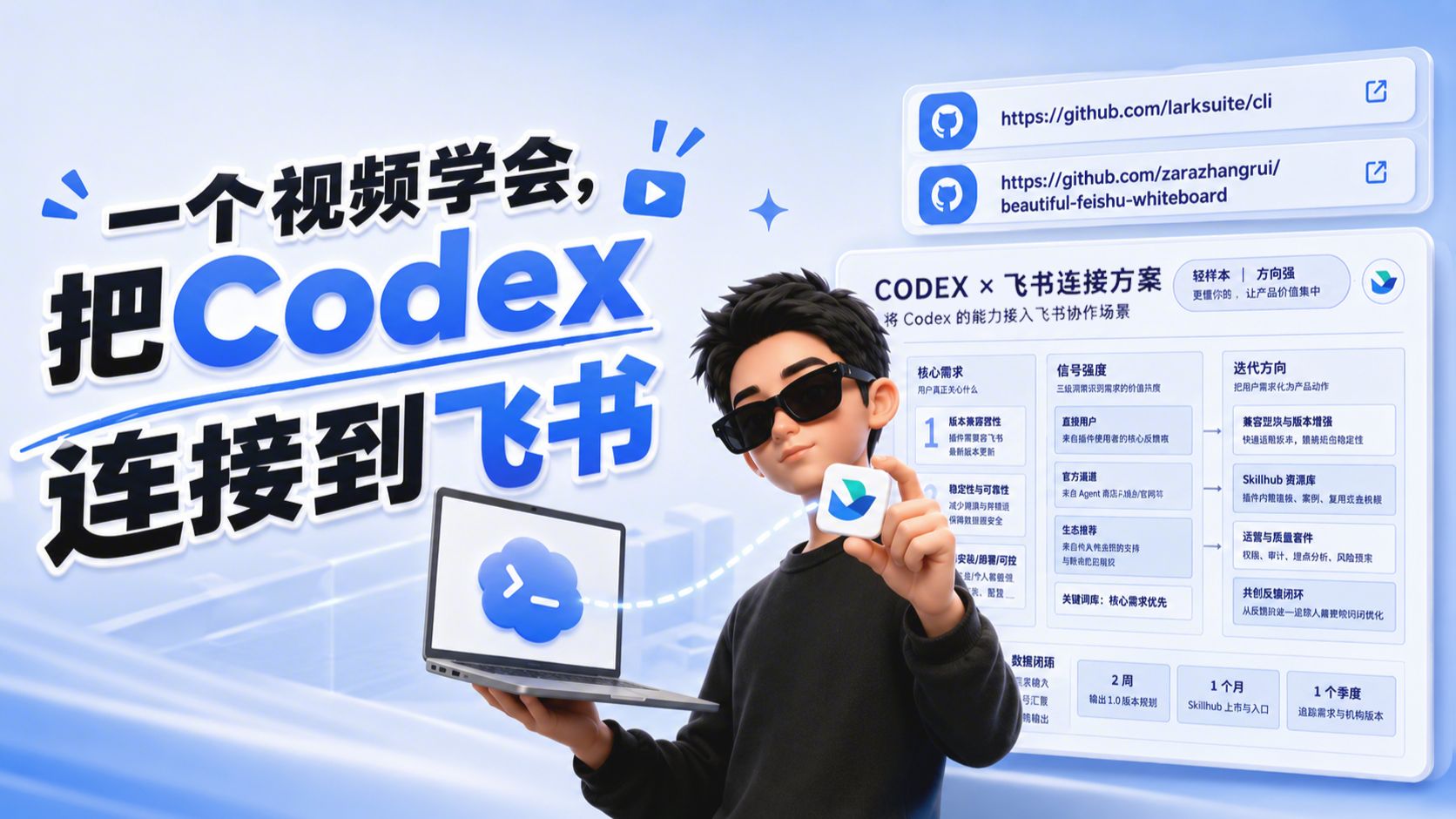 一个视频学会把Codex连接到飞书 评测视频封面