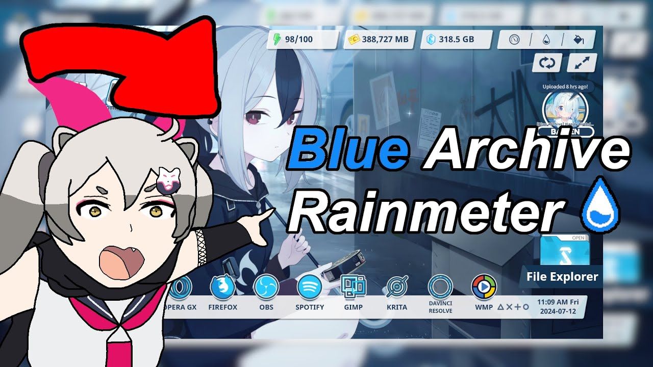【转载-4K】如何使用 Rainmeter 让你的 Windows 桌面变成《蔚蓝档案》风格 评测视频封面