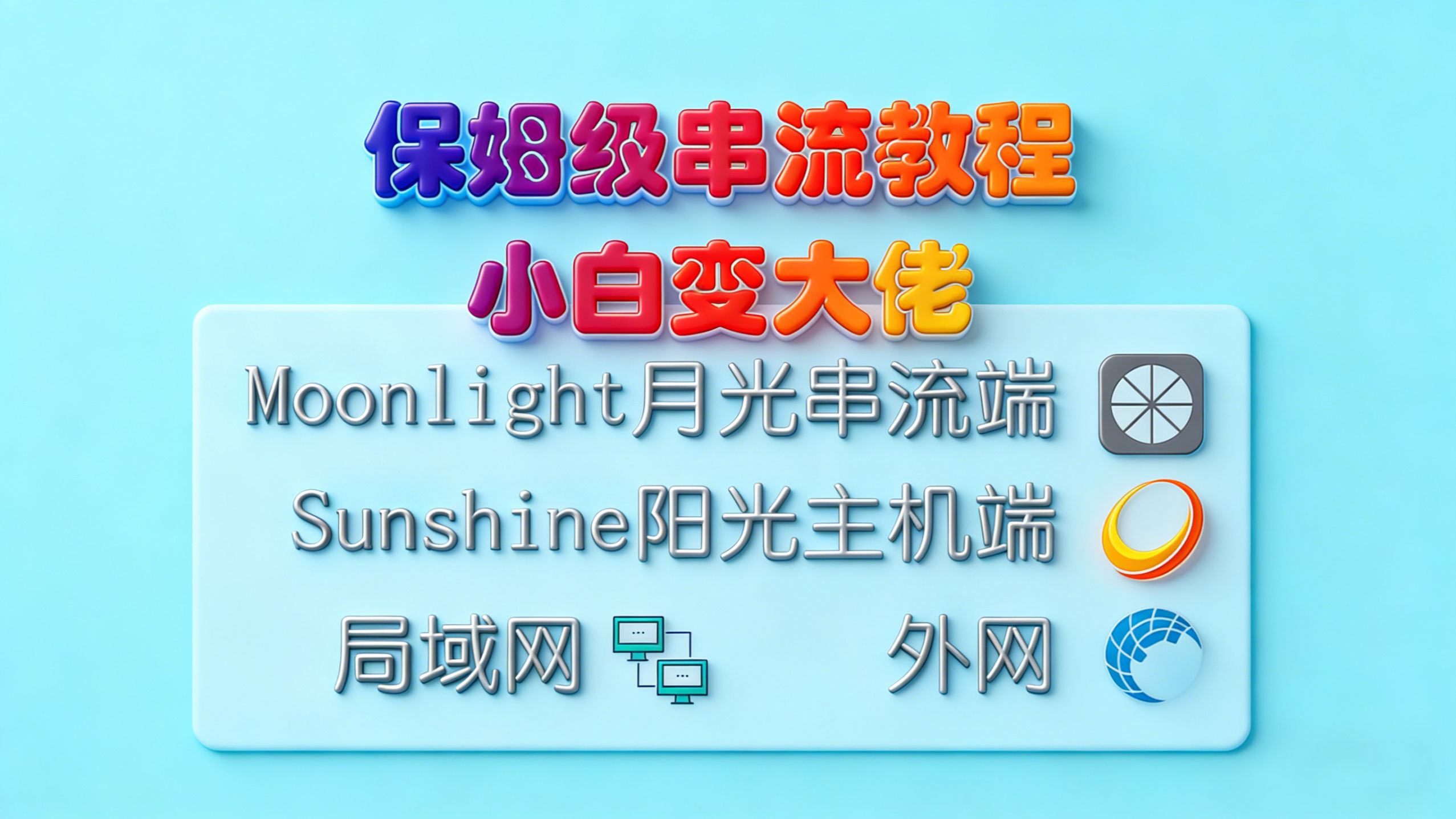 moonlight+sunshine内网外网串流保姆级教程-小白变大佬！ 评测视频封面