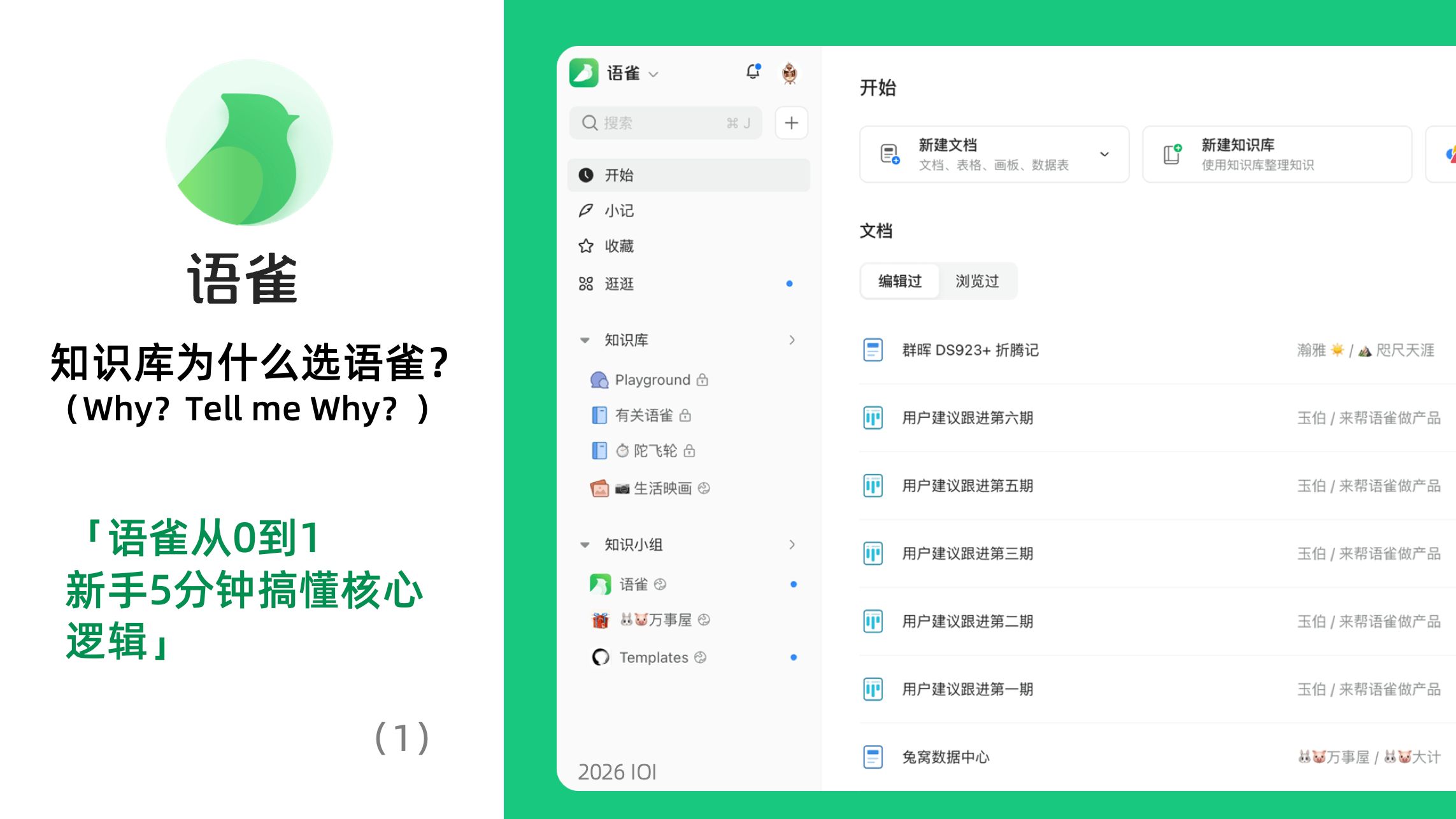 1.语雀从0到1 | 新手5分钟搞懂核心逻辑 评测视频封面
