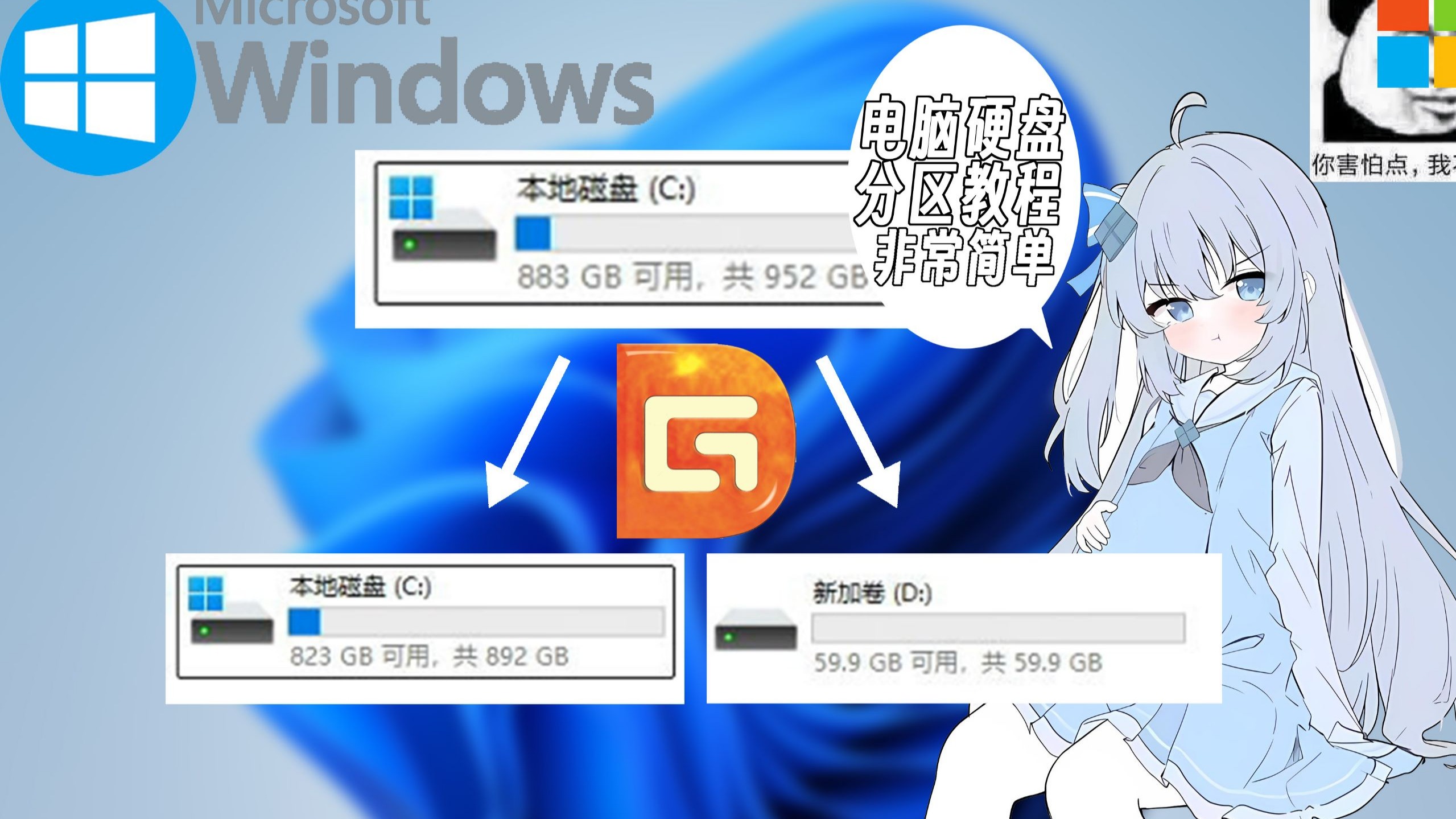 如何用DiskGenius给电脑硬盘分区与合并教程 评测视频封面